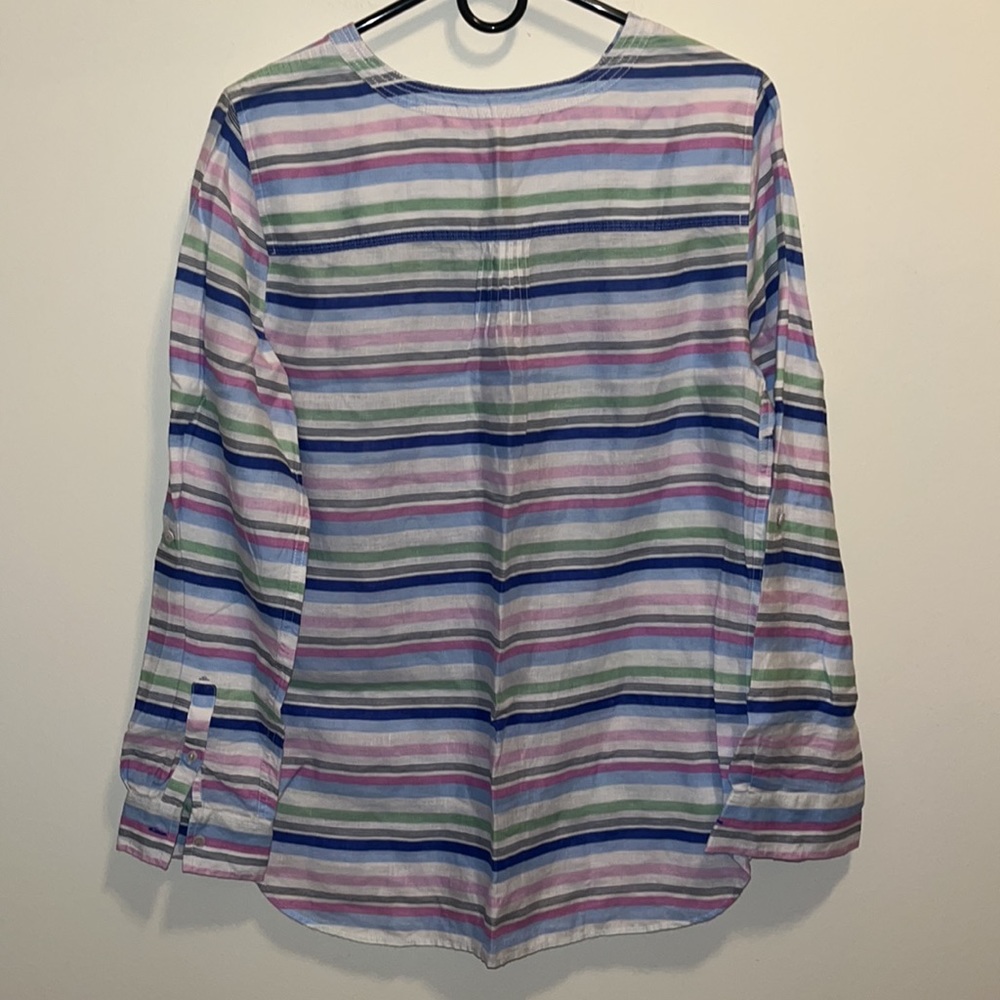 Talbots Top Pullover Pink & Blue striped Size Medium - Picture 6 of 8